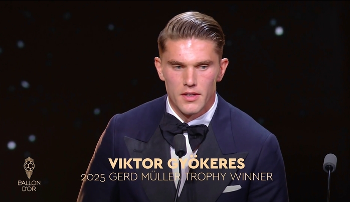 58場(chǎng)比賽中有63個(gè)進(jìn)球！官員：約克雷斯贏得了2025年GED Mueller獎(jiǎng) 并當(dāng)選為年度前鋒