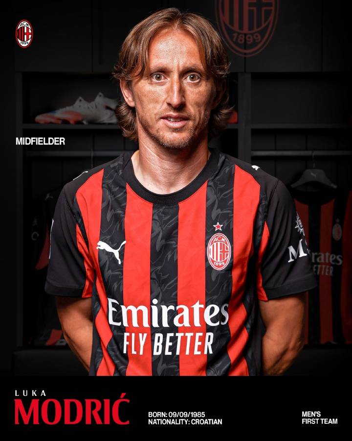 官方公告！ 39歲的莫德里克（Modric）穿著14號(hào)球衣加入AC Milan 成為自由球員